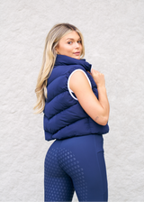 Navy Cropped Puffer Vest