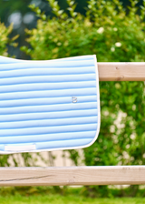 Hellblaue Schabracke Springen