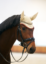 beige leather ear bonnet
