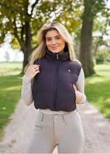 Espresso Ribbed Cropped Puffer Vest