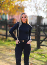 Black glitter full grip breeches