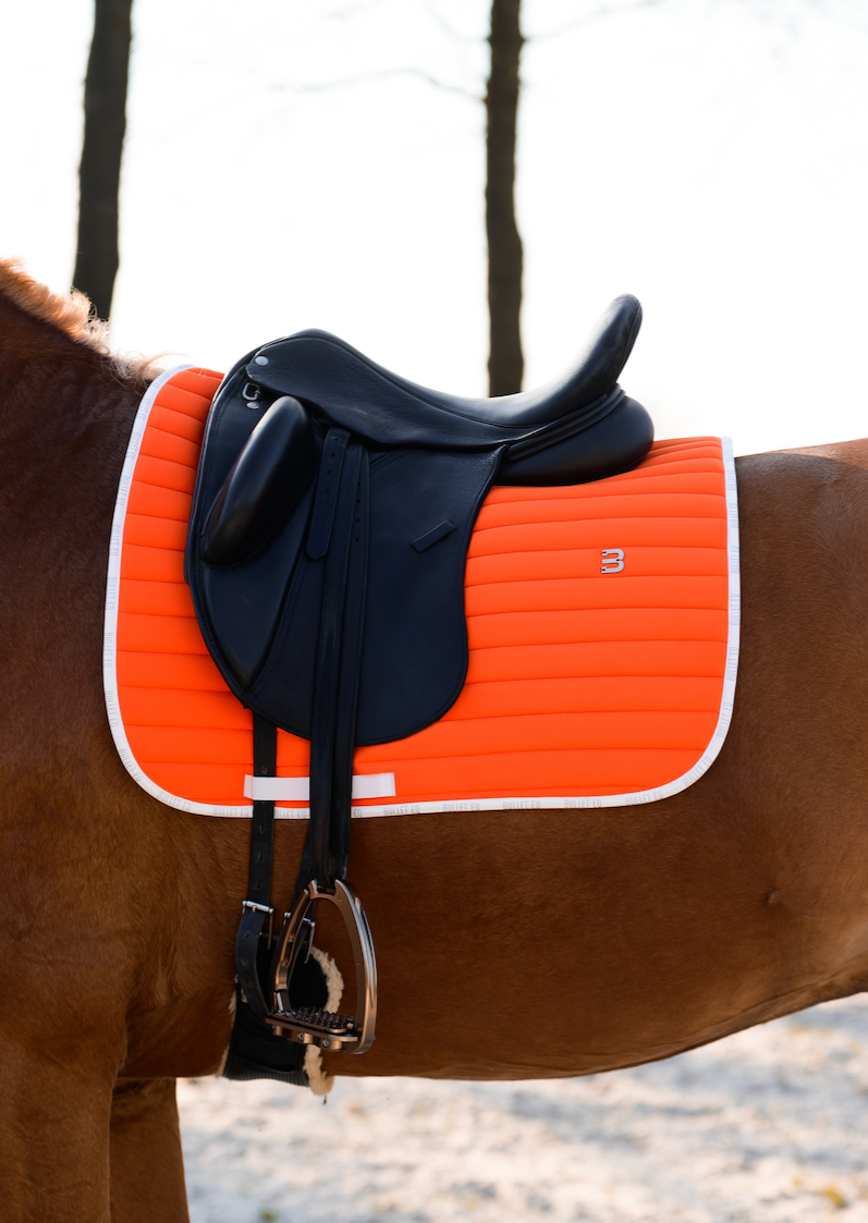 Orange saddle pad dressage Bullet Equestrian Design