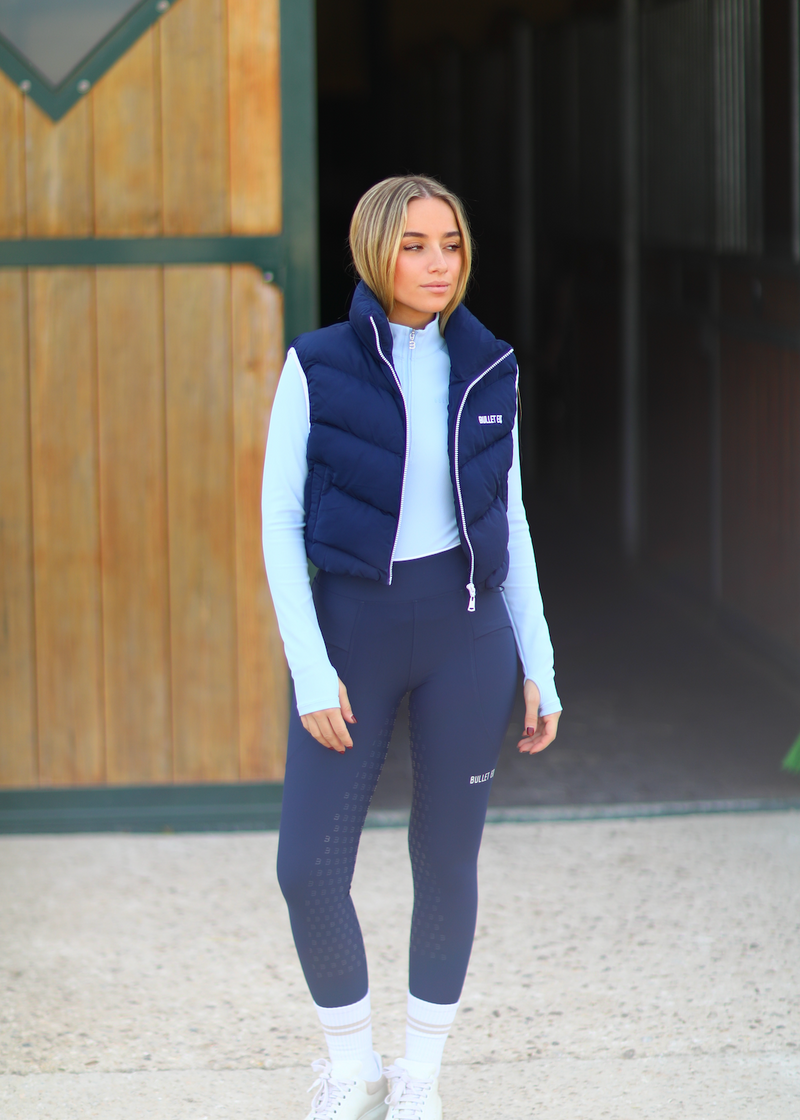 Navy Cropped Puffer Vest