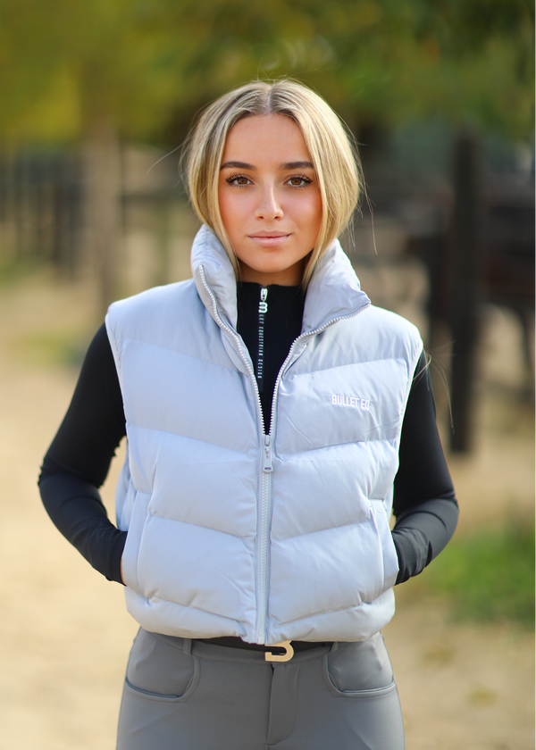 Licht grijs Cropped Puffer Vest