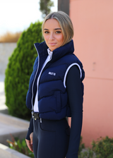 Navy Cropped Puffer Vest
