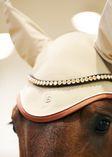 beige leather ear bonnet