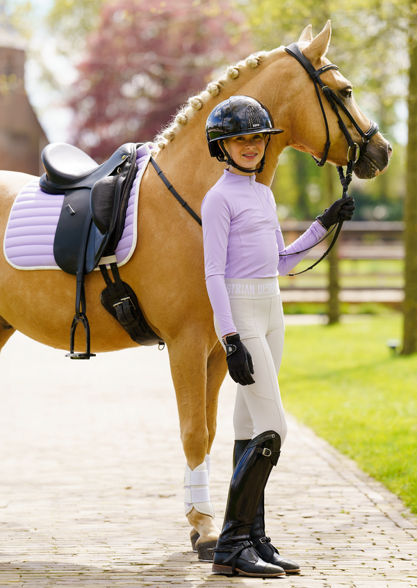 lilac saddle pad pony jumping