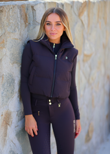 Espresso Ribbed Cropped Puffer Vest
