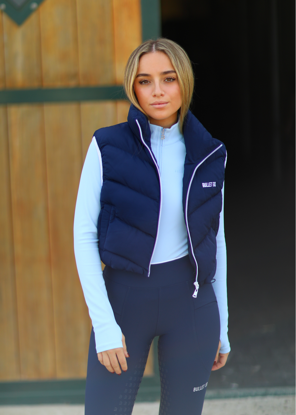 Navy Cropped Puffer Vest – Bullet Equestrian Design